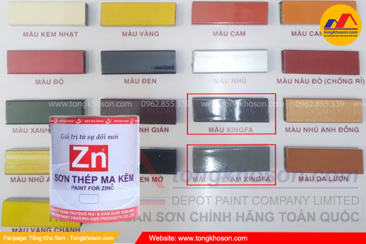 Sơn sắt mạ kẽm màu xingfa Zn 1 thành phần
