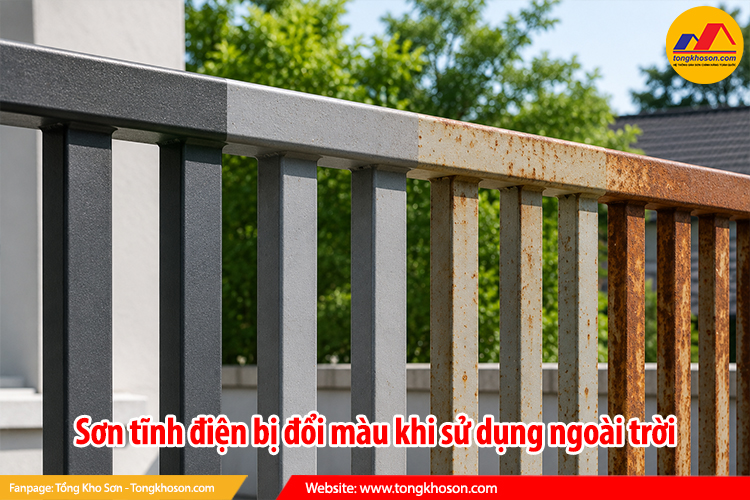 Sơn tĩnh điện bị đổi màu khi sử dụng ngoài trời do đâu?