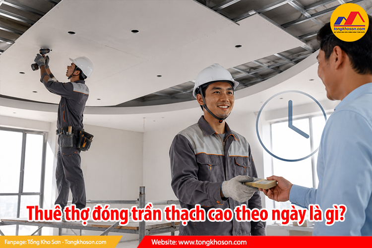 Thuê thợ đóng trần thạch cao theo ngày là gì?