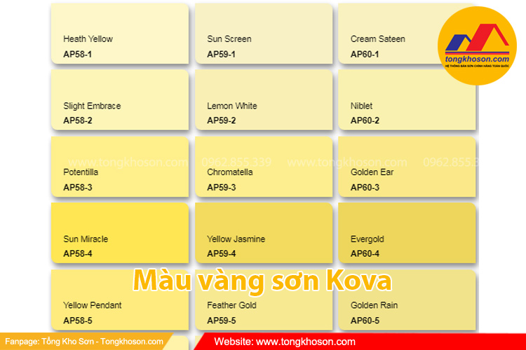 Mã màu vàng sơn Kova