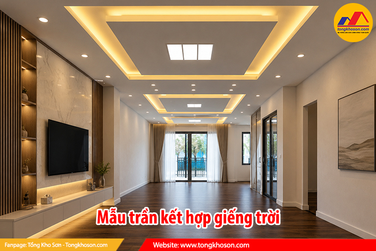 Mẫu trần thạch cao phòng khách thiết kế độc đáo