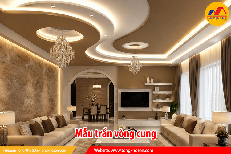 Mẫu trần thạch cao phòng khách thiết kế độc đáo