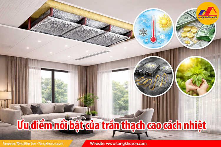 Ưu điểm nổi bật của trần thạch cao cách nhiệt