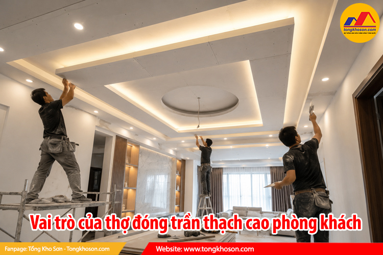 Vai trò của thợ đóng trần thạch cao phòng khách