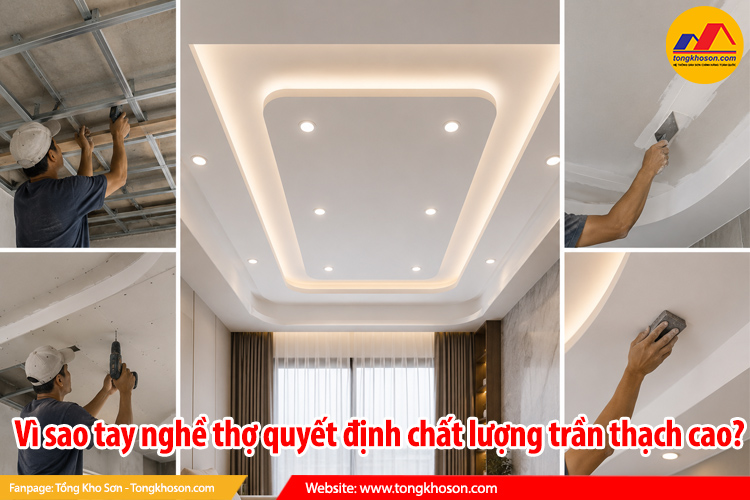 Vì sao tay nghề thợ quyết định chất lượng trần thạch cao?